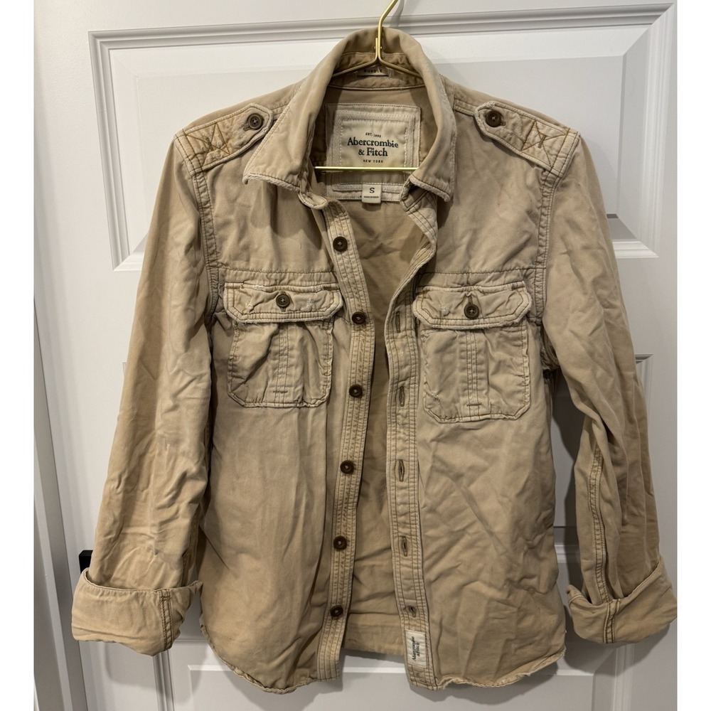 ABERCROMBIE AND FITCH Men's Women's Unisex Shirt Jacket Small S Tan Camel Color
